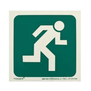 Tower Photoluminescent Man Running Right Sign Green/White 190 x 190mm