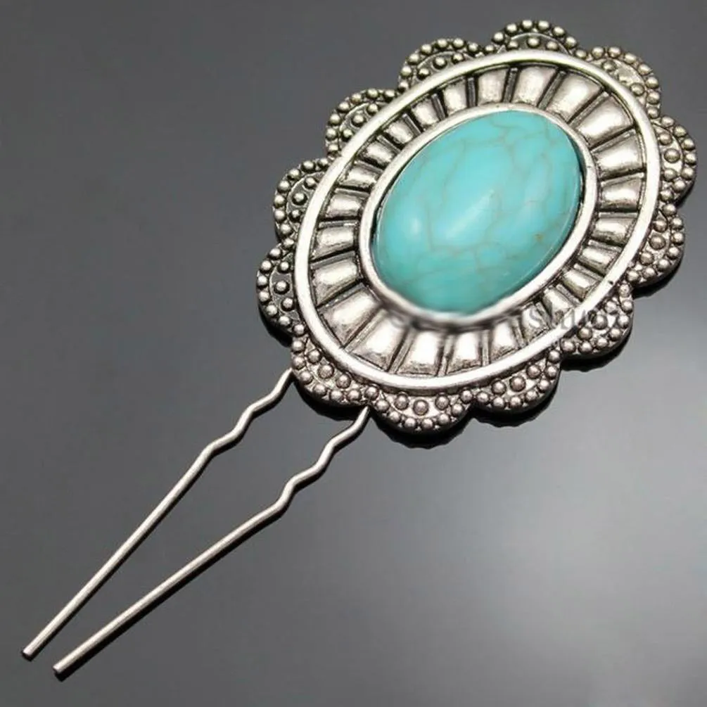 Turquoise Concho Hairpin