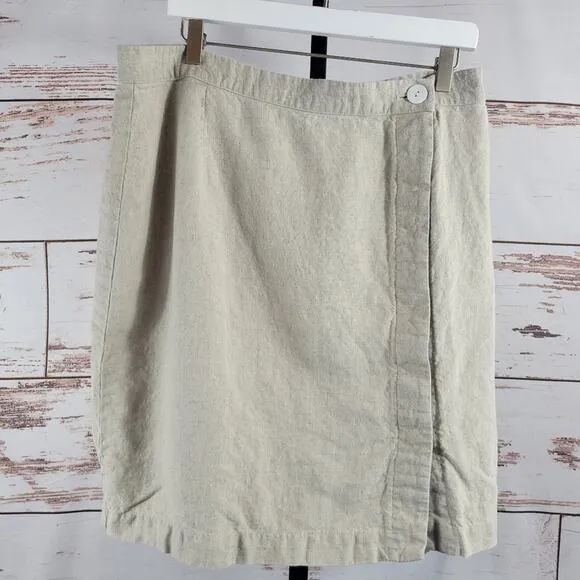 Two Days Off Safra Skirt 100% Linen Mushroom Cream Size XXL
