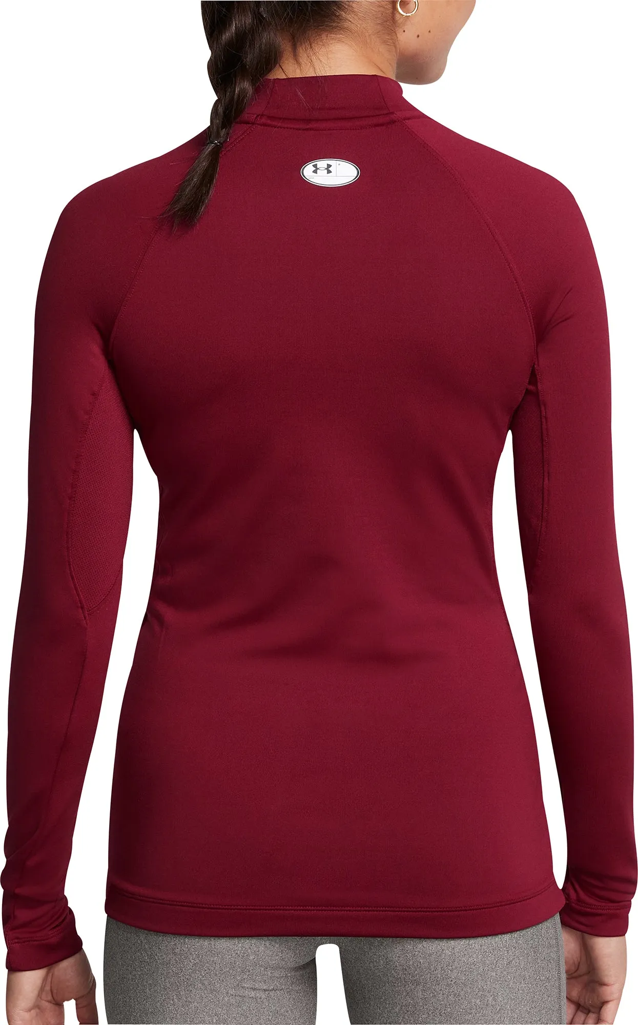 Under Armour ColdGear Mock Neck Long Sleeve Womens Running Top - Red