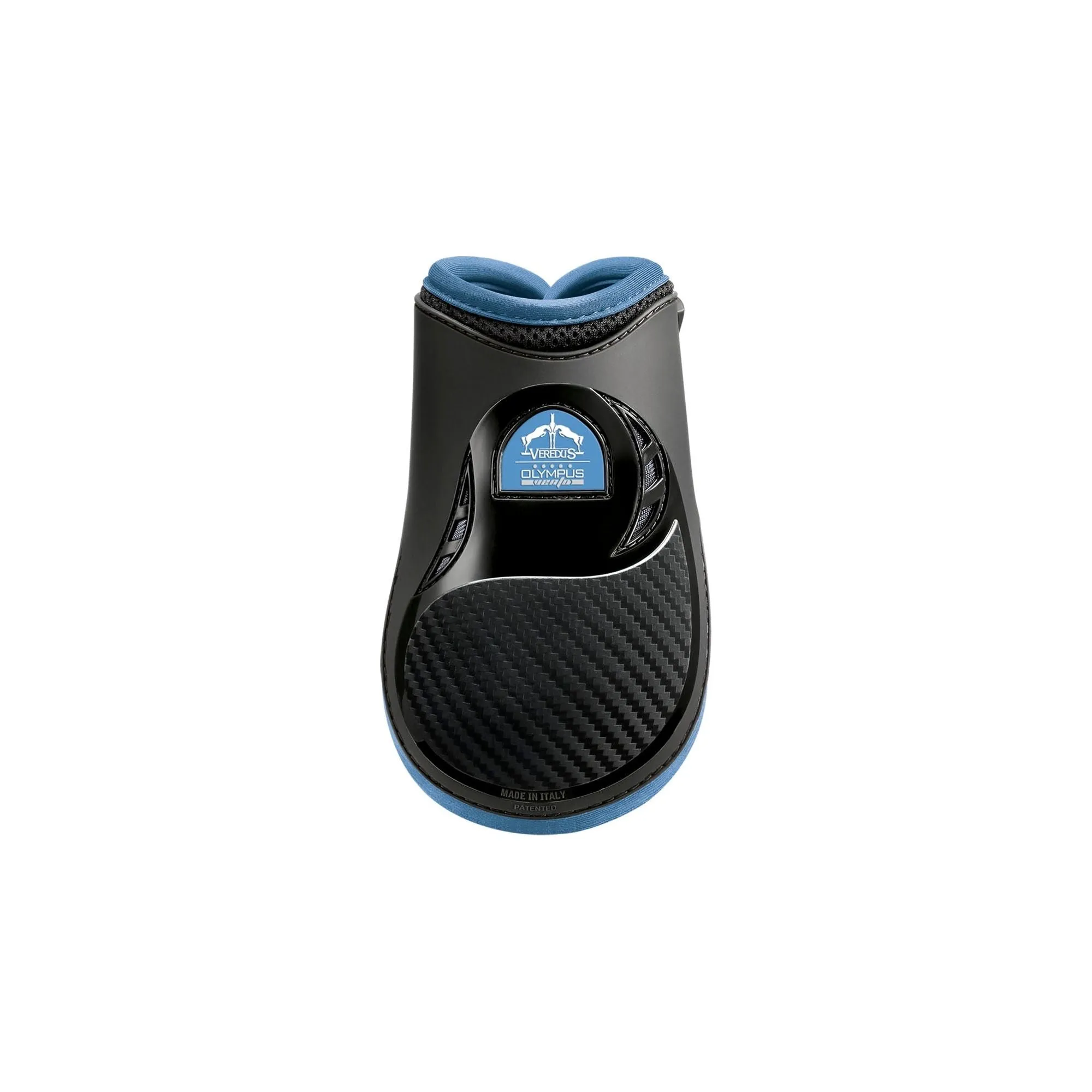 Veredus Olympus Vento Tendon Boot - Horse Rear Leg - Black with Light Blue Edging
