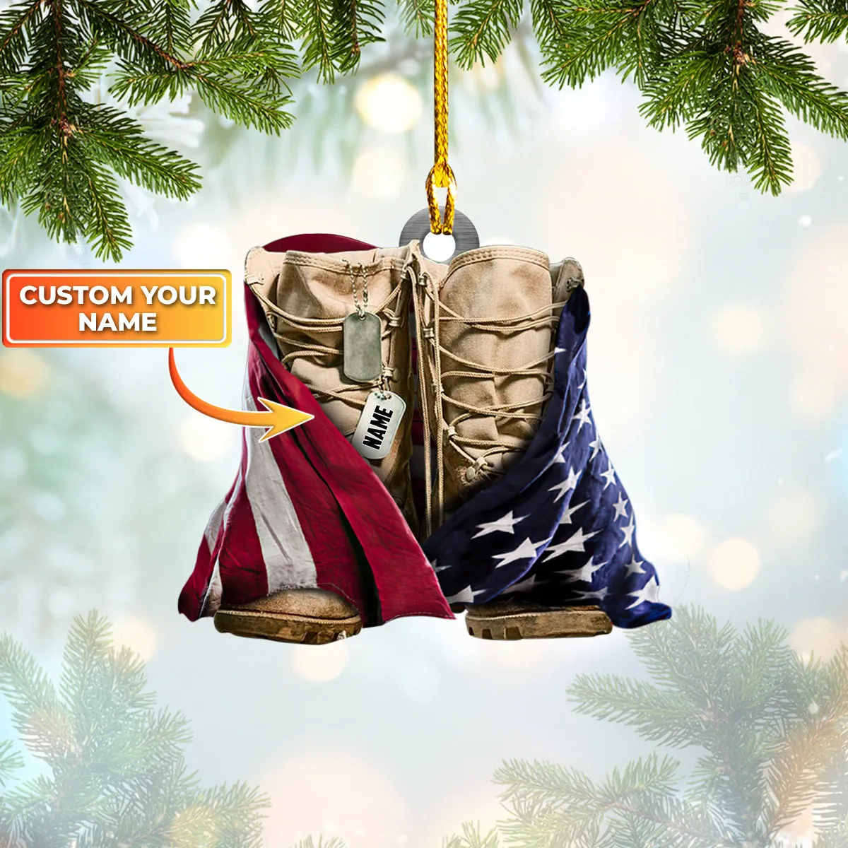 Veteran Boots - Custom Shaped Ornament 49