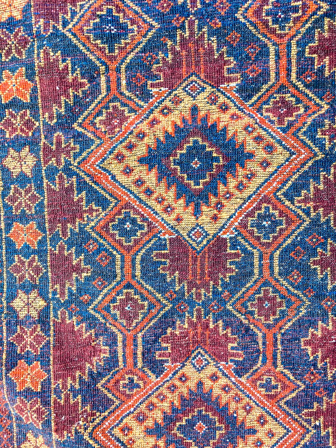 Vintage 1980s Orange Red Fringe 5x3ft Hand Woven Persian Wool Area Rug