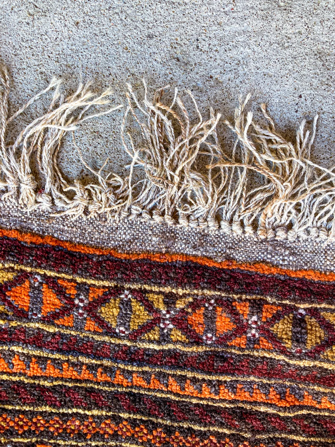 Vintage 1980s Orange Red Fringe 5x3ft Hand Woven Persian Wool Area Rug