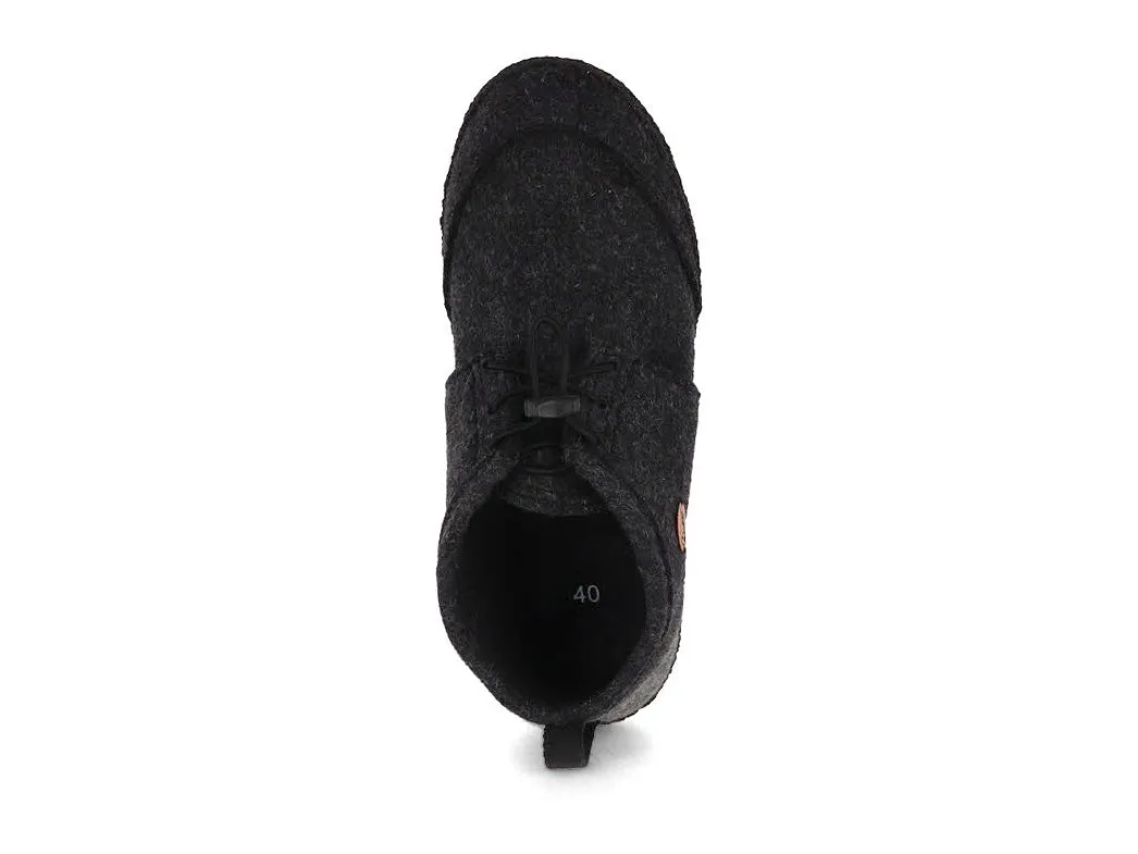 WoolFit Hand-felted Barefoot Slippers 'Nomad', dkgrey black