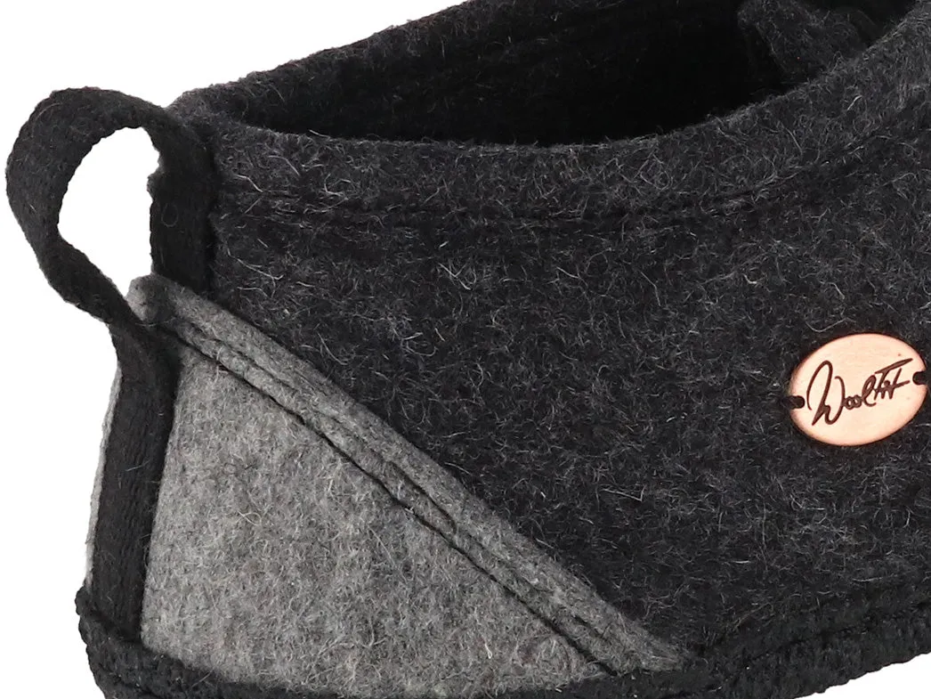 WoolFit Hand-felted Barefoot Slippers 'Nomad', dkgrey black