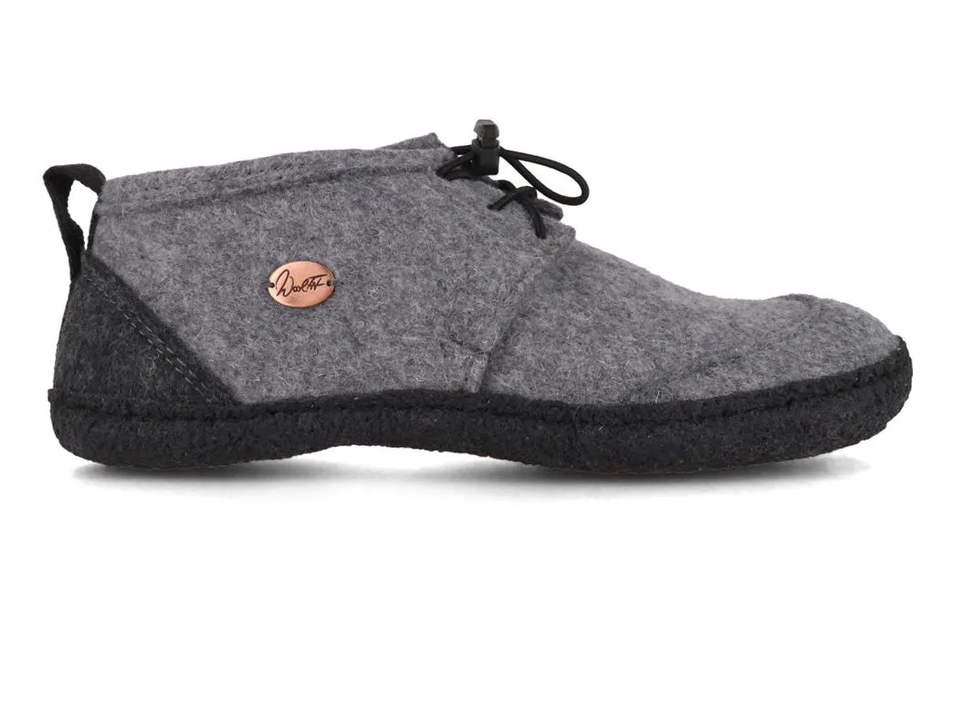 WoolFit Men Women Barefoot Slippers 'Nomad', light gray black