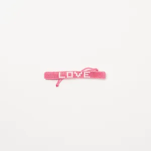 Woven LOVE Bracelet - Pink/White