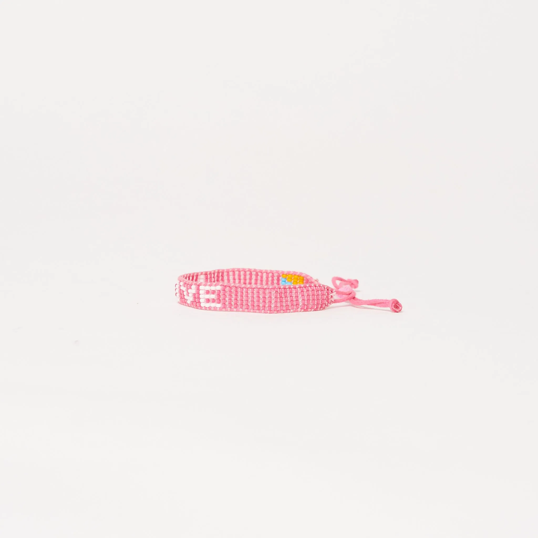 Woven LOVE Bracelet - Pink/White